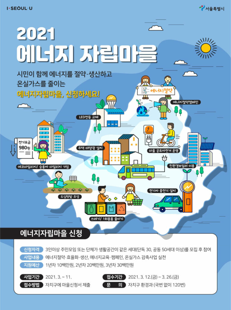Read more about the article 서울시, 주민 참여로 기후위기 대응 `에너지자립마을` 올해 50개소 모집